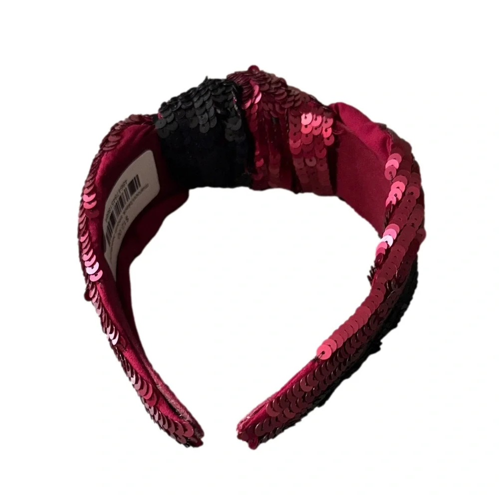 Sequin Embellished Headband - Red and Black